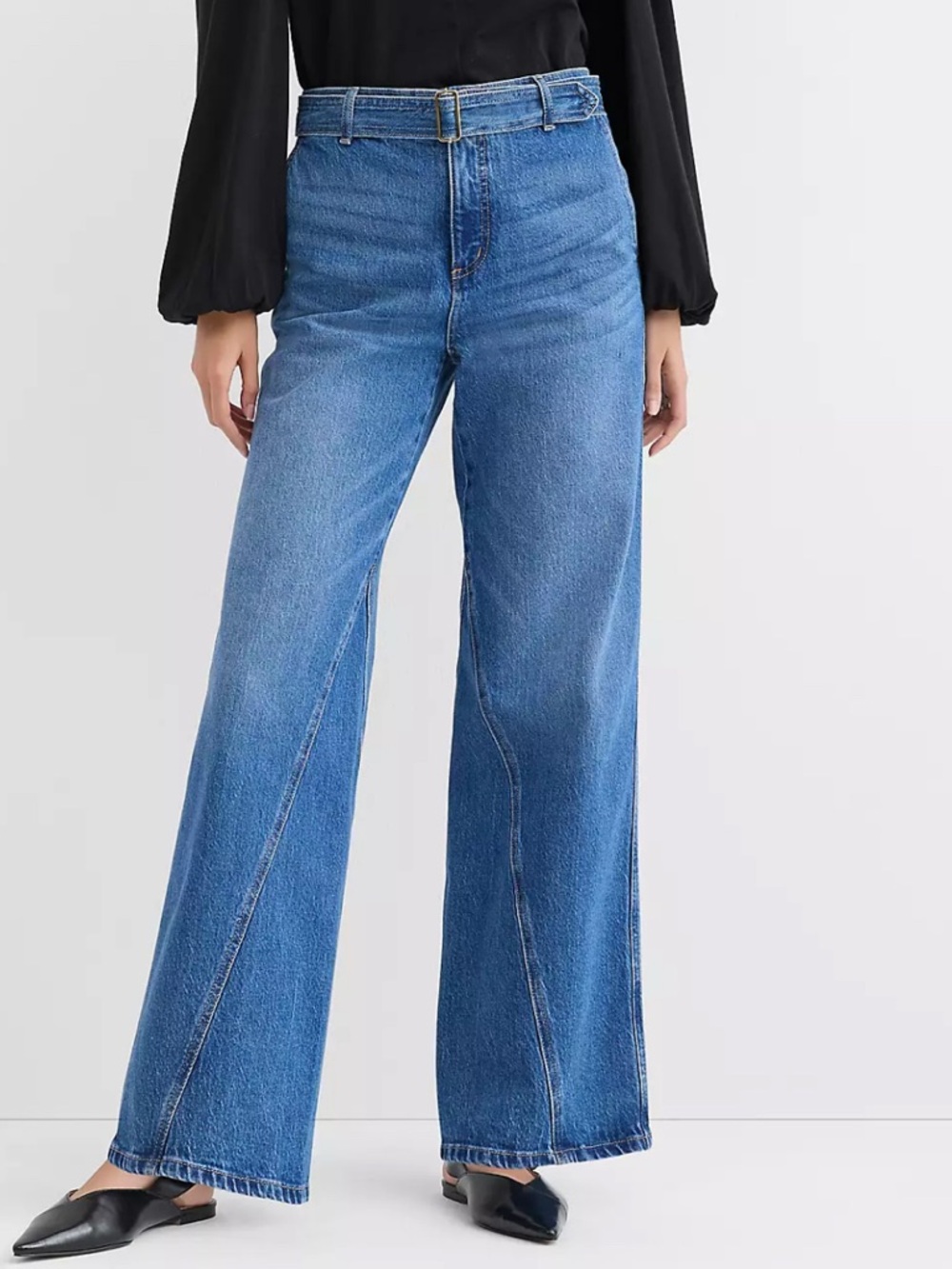 LOFT Wide-Leg High-Rise Jeans in Medium Blue Wash